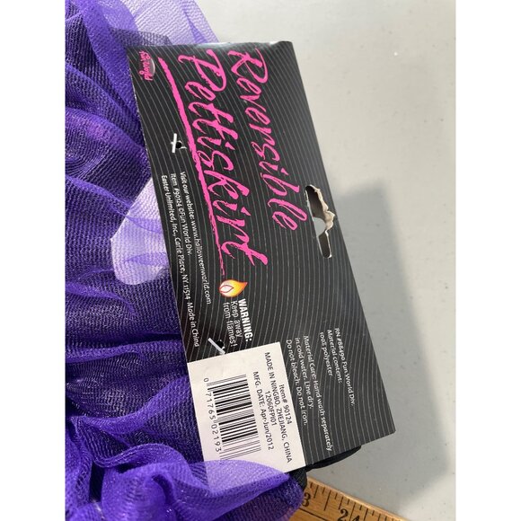 Fun World Reversible Pettiskirt One Size Purple Black Tulle Layered Skirt NEW - Picture 4 of 7
